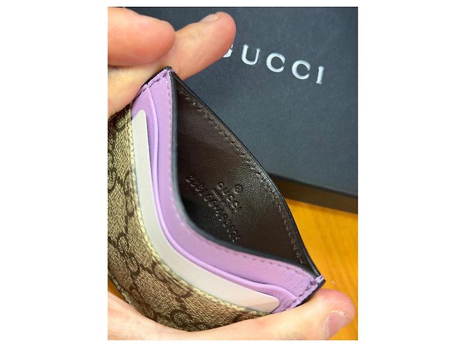 Tarjetero Gucci GG Supreme con piel lila - vista 11
