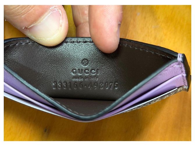 Tarjetero Gucci GG Supreme con piel lila - vista 7