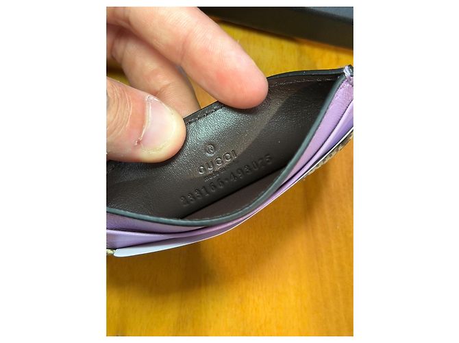 Tarjetero Gucci GG Supreme con piel lila - vista 9