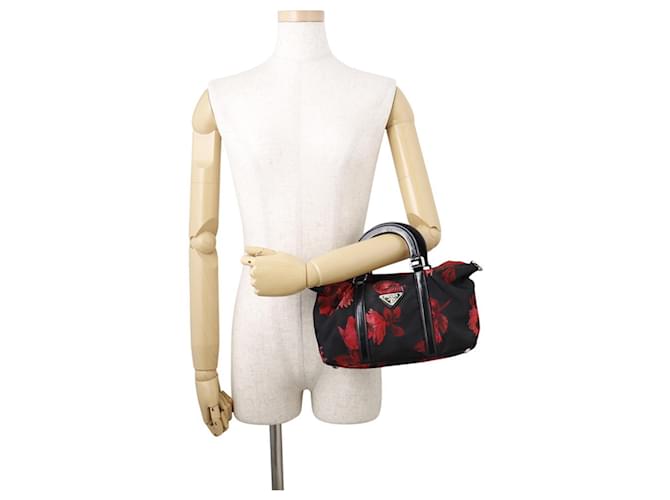 Borsa a Spalla 2-Way Prada Nero Rosso - vista 4