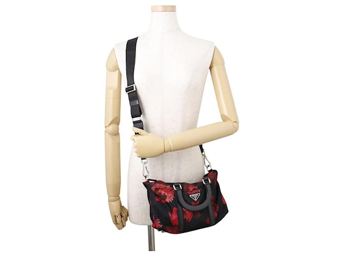 Borsa a Spalla 2-Way Prada Nero Rosso - vista 5