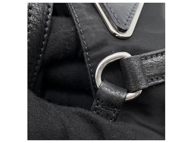 Bolso Tote de Nylon con Triángulo Prada Negro - vista 12
