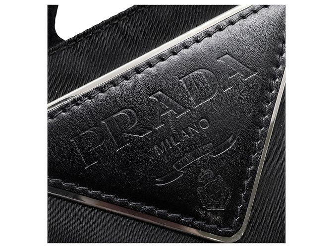 Bolso Tote de Nylon con Triángulo Prada Negro - vista 13