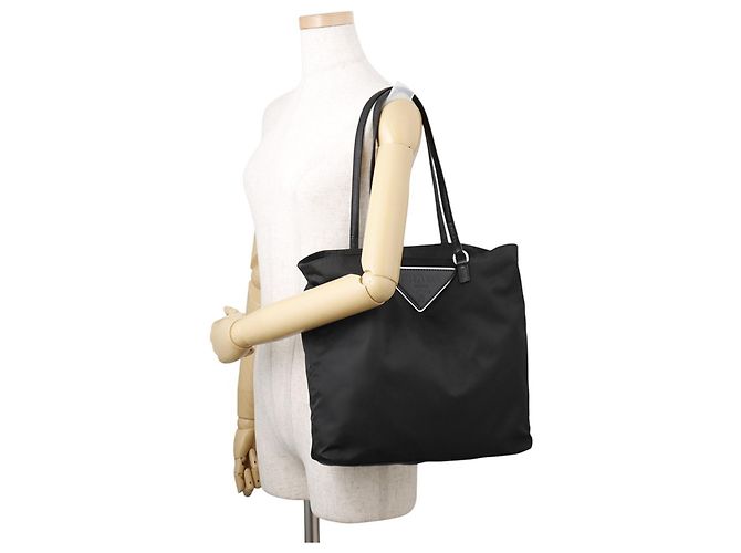 Bolso Tote de Nylon con Triángulo Prada Negro - vista 4