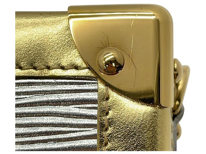 Borsa a Spalla Louis Vuitton Petite Malle Epi Metallic Argento D'oro - vista 10