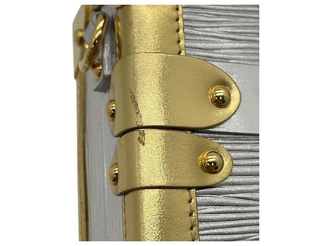 Borsa a Spalla Louis Vuitton Petite Malle Epi Metallic Argento D'oro - vista 14