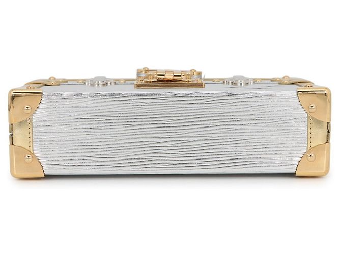 Borsa a Spalla Louis Vuitton Petite Malle Epi Metallic Argento D'oro - vista 3
