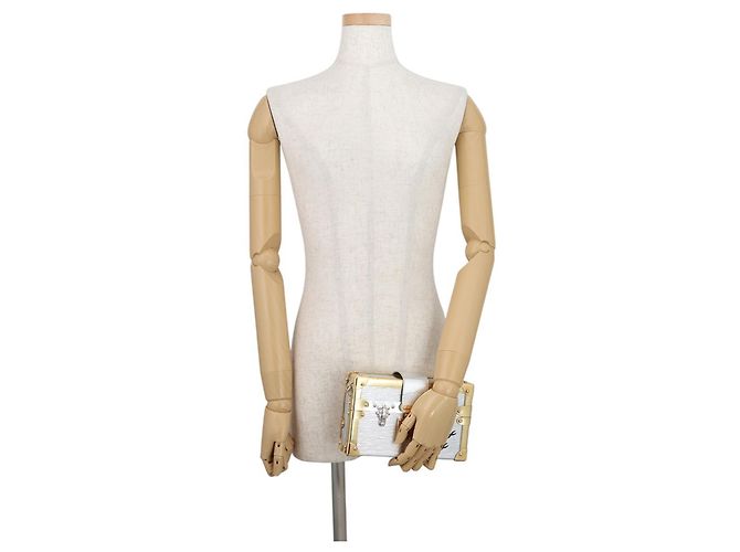 Borsa a Spalla Louis Vuitton Petite Malle Epi Metallic Argento D'oro - vista 4
