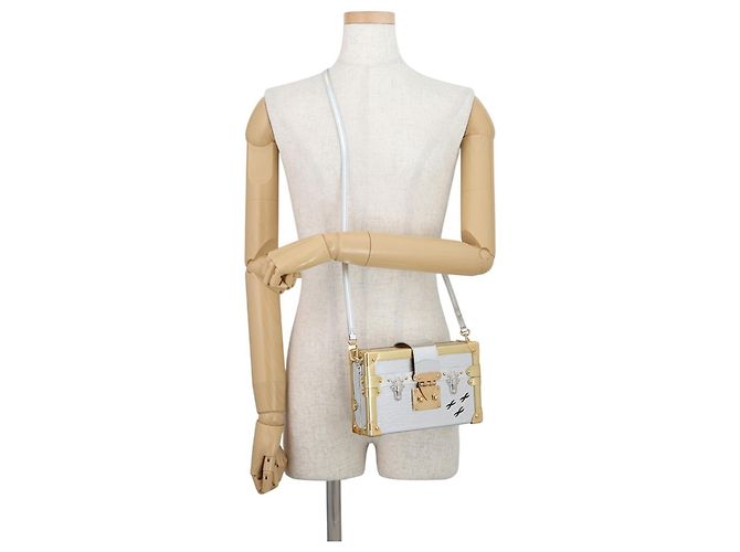 Borsa a Spalla Louis Vuitton Petite Malle Epi Metallic Argento D'oro - vista 5