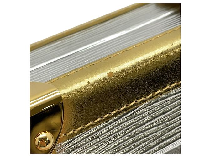 Borsa a Spalla Louis Vuitton Petite Malle Epi Metallic Argento D'oro - vista 9