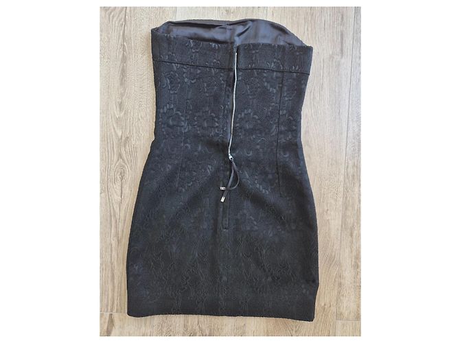 Abito bustier Dolce & Gabbana in jacquard damascato nero - vista 5