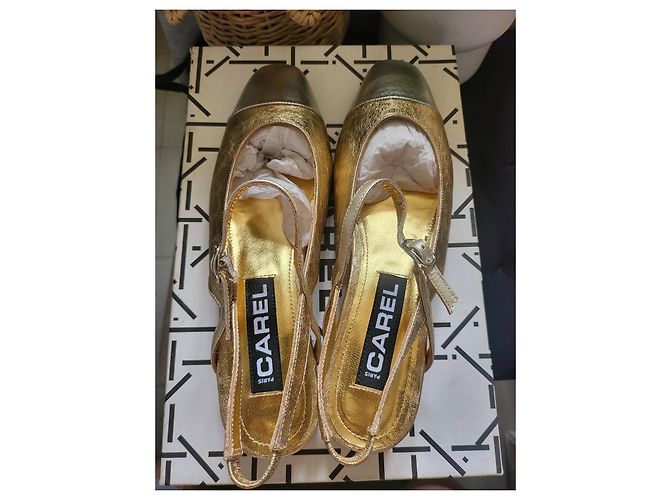 Carel Océan Scarpe Slingback in Pelle Oro e Platino Argento D'oro - vista 3