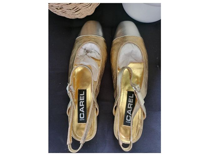 Carel Océan Scarpe Slingback in Pelle Oro e Platino Argento D'oro - vista 6