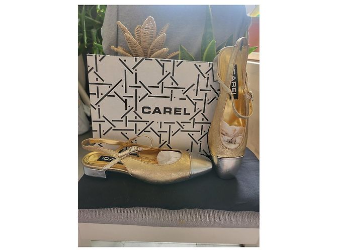 Carel Océan Scarpe Slingback in Pelle Oro e Platino Argento D'oro - vista 2