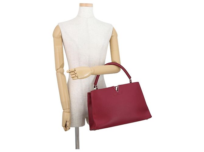Borsa Louis Vuitton Parnasséa Capucines MM Rosa Bordò - vista 4