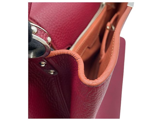 Borsa Louis Vuitton Parnasséa Capucines MM Rosa Bordò - vista 6