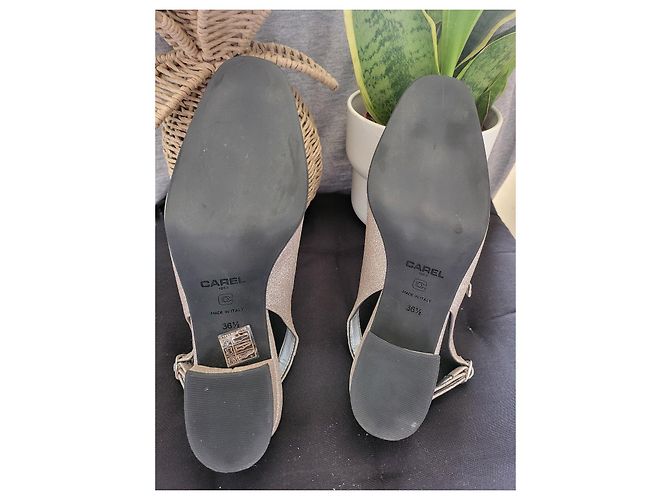Carel Babies Slingback in Pelle di Vitello Glitter Platino Argento - vista 4