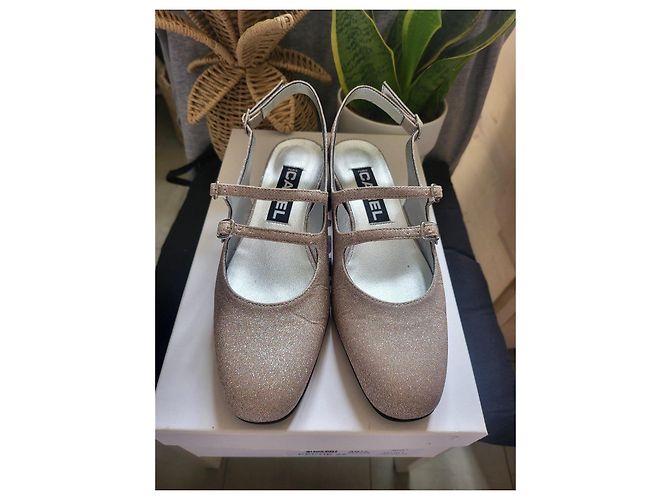 Carel Babies Slingback in Pelle di Vitello Glitter Platino Argento - vista 5