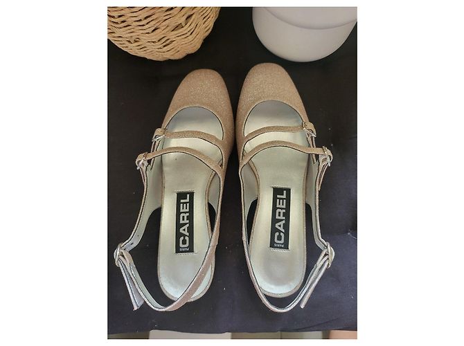 Carel Babies Slingback in Pelle di Vitello Glitter Platino Argento - vista 6