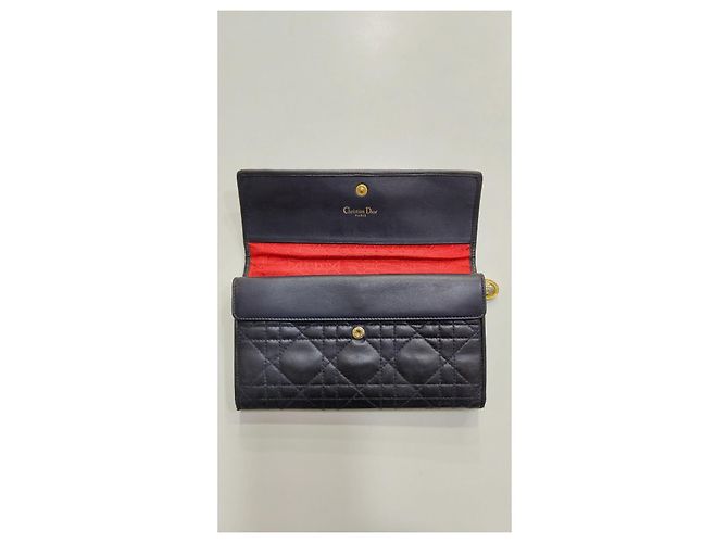 Dior Cannage Navy Blue Leather Wallet - view 12