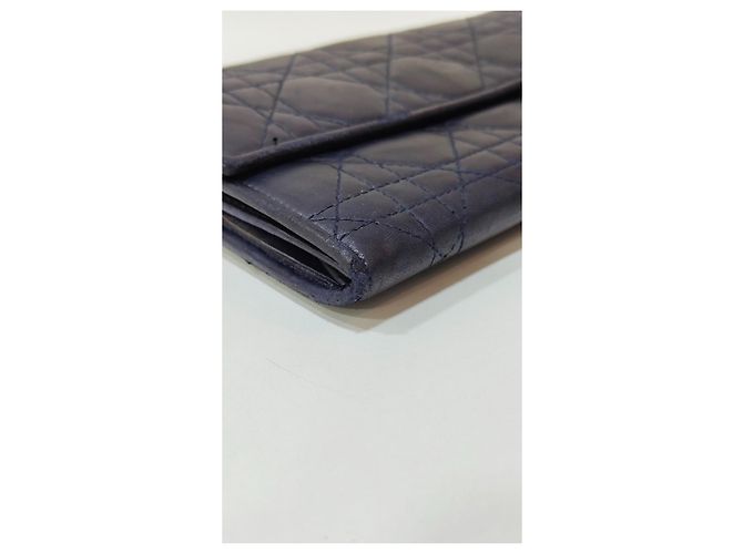 Dior Cannage Navy Blue Leather Wallet - view 2