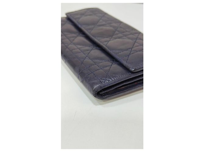 Dior Cannage Navy Blue Leather Wallet - view 4
