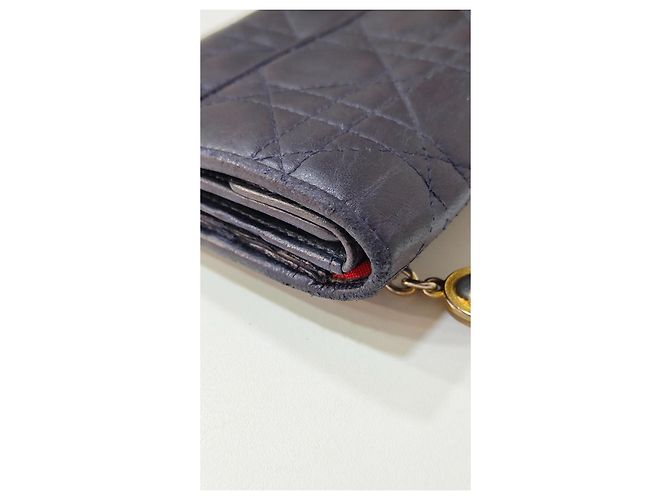 Dior Cannage Navy Blue Leather Wallet - view 5