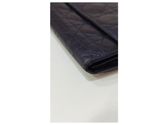 Dior Cannage Navy Blue Leather Wallet - view 6