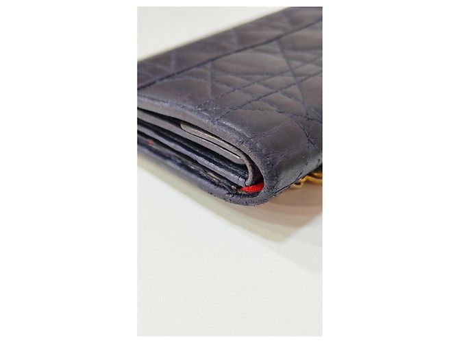 Dior Cannage Navy Blue Leather Wallet - view 7