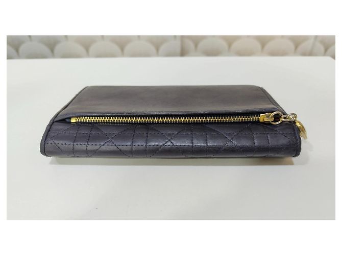 Dior Cannage Navy Blue Leather Wallet - view 9