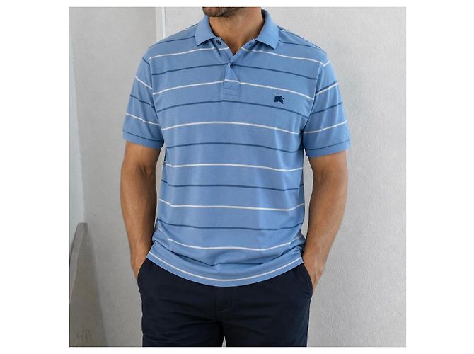 Polo Burberry in cotone a righe blu - vista 3