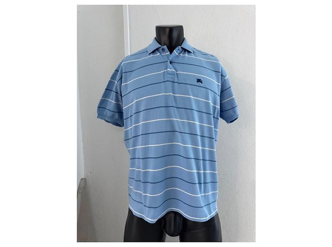 Polo Burberry in cotone a righe blu - vista 4