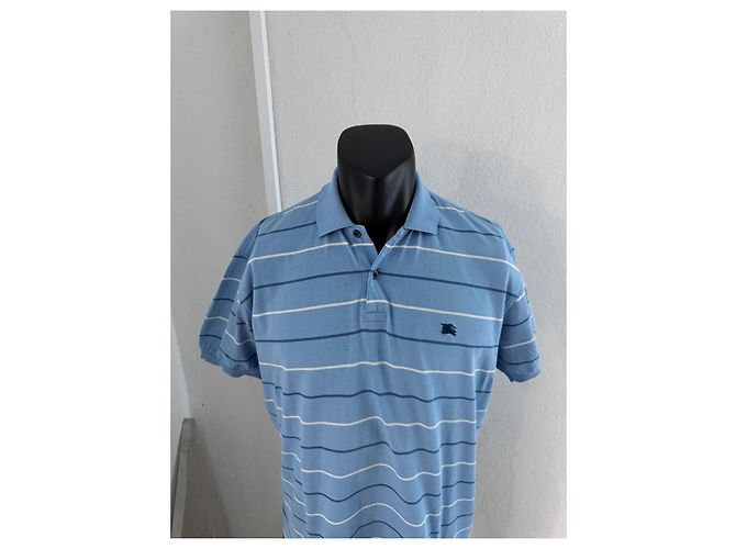 Polo Burberry in cotone a righe blu - vista 5