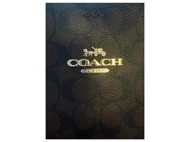 Borsa Tote Coach Signature Monogram Marrone - vista 3