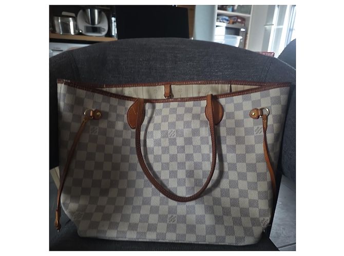 Louis Vuitton Neverfull MM Damier Azur Borsa Tote Damier ebene - vista 8