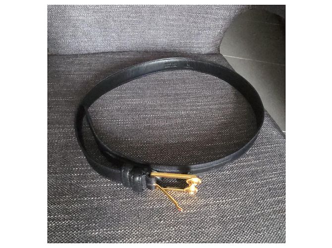 Cinto Versace Couro Preto Fivela Medusa Dourada - vista 2