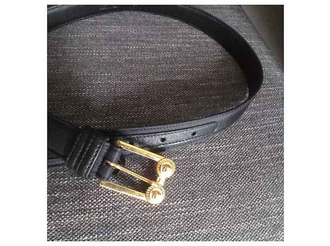 Cinto Versace Couro Preto Fivela Medusa Dourada - vista 4