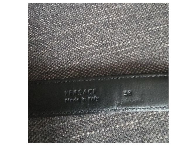 Cinto Versace Couro Preto Fivela Medusa Dourada - vista 6