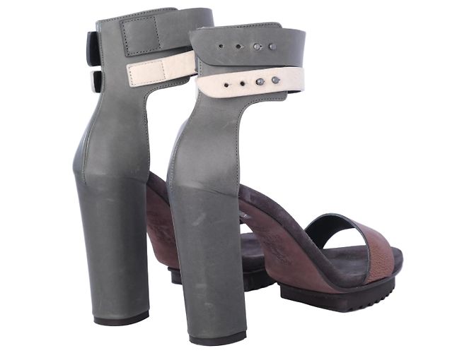Sandalo con platform colorblock verde e marrone Brunello Cucinelli Multicolore - vista 3