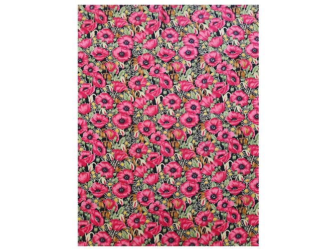 Foulard in seta Gucci Floral Archivio anni 80 Nero Rosa Verde Porpora Gold hardware - vista 14