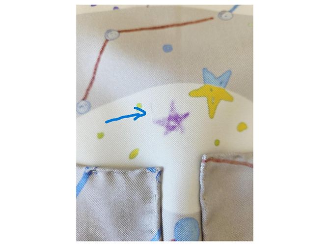 Chanel Constellations Seidentuch Weiß Blau Grün Orange Grau Lila Gelb - Ansicht 13