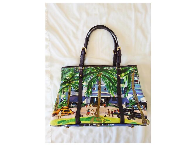Neverfull Louis Vuitton Ailleurs Cabas Promenade PM Edición Limitada Verano 2011 Castaño Azul Multicolor Verde Amarillo Morado oscuro - vista 14