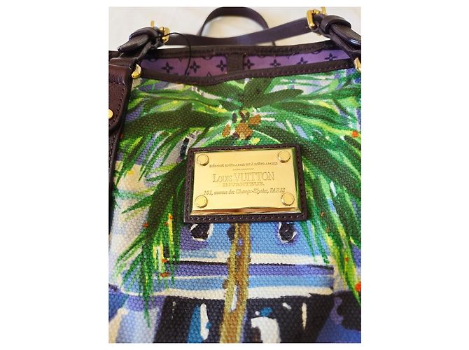 Neverfull Louis Vuitton Ailleurs Cabas Promenade PM Edición Limitada Verano 2011 Castaño Azul Multicolor Verde Amarillo Morado oscuro - vista 2