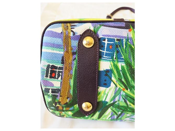 Neverfull Louis Vuitton Ailleurs Cabas Promenade PM Edición Limitada Verano 2011 Castaño Azul Multicolor Verde Amarillo Morado oscuro - vista 7