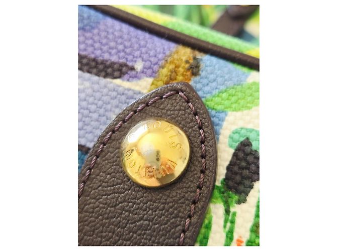 Neverfull Louis Vuitton Ailleurs Cabas Promenade PM Edición Limitada Verano 2011 Castaño Azul Multicolor Verde Amarillo Morado oscuro - vista 8