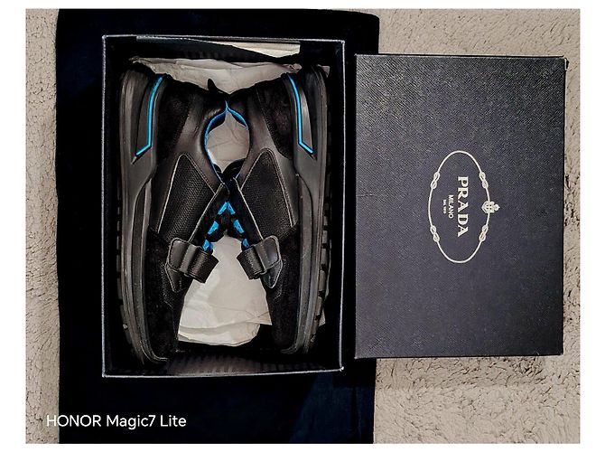 Sneakers Prada Nero-Voyage Nero e Blu - vista 5