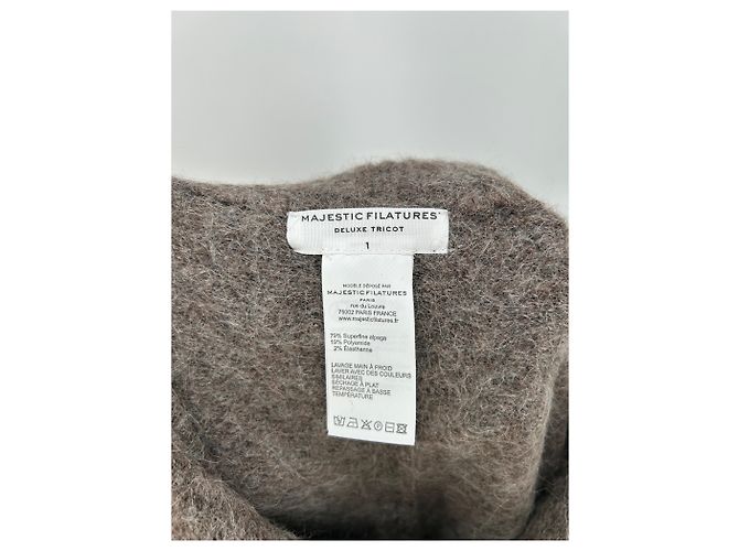 Autre Marque Pantalones de lana marrones MAJESTIC FILATURES Castaño - vista 3