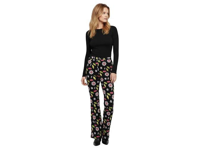 Moschino Jeans Vaqueros acampanados negros estampado floral Rosa Blanco Verde - vista 2