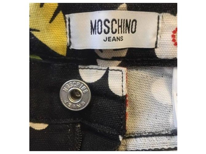 Moschino Jeans Vaqueros acampanados negros estampado floral Rosa Blanco Verde - vista 3