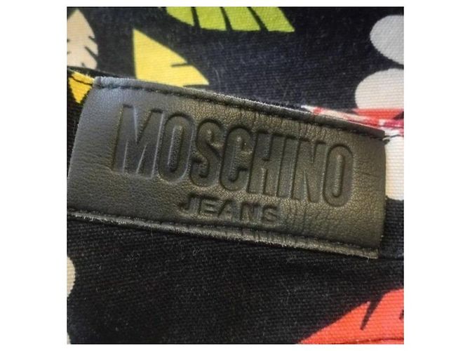 Moschino Jeans Vaqueros acampanados negros estampado floral Rosa Blanco Verde - vista 4